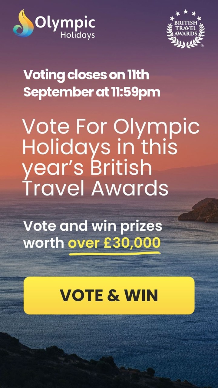 Vote for Olympic Holidays in this year's British Travel Awards and win prizes worth over &pound;30,000. Voting closes on 11th September at 11:59pm.
