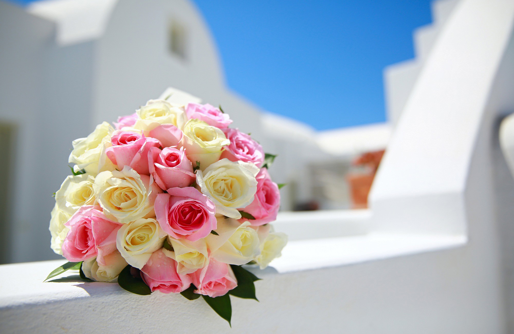 Pink and white wedding bridal bouquet