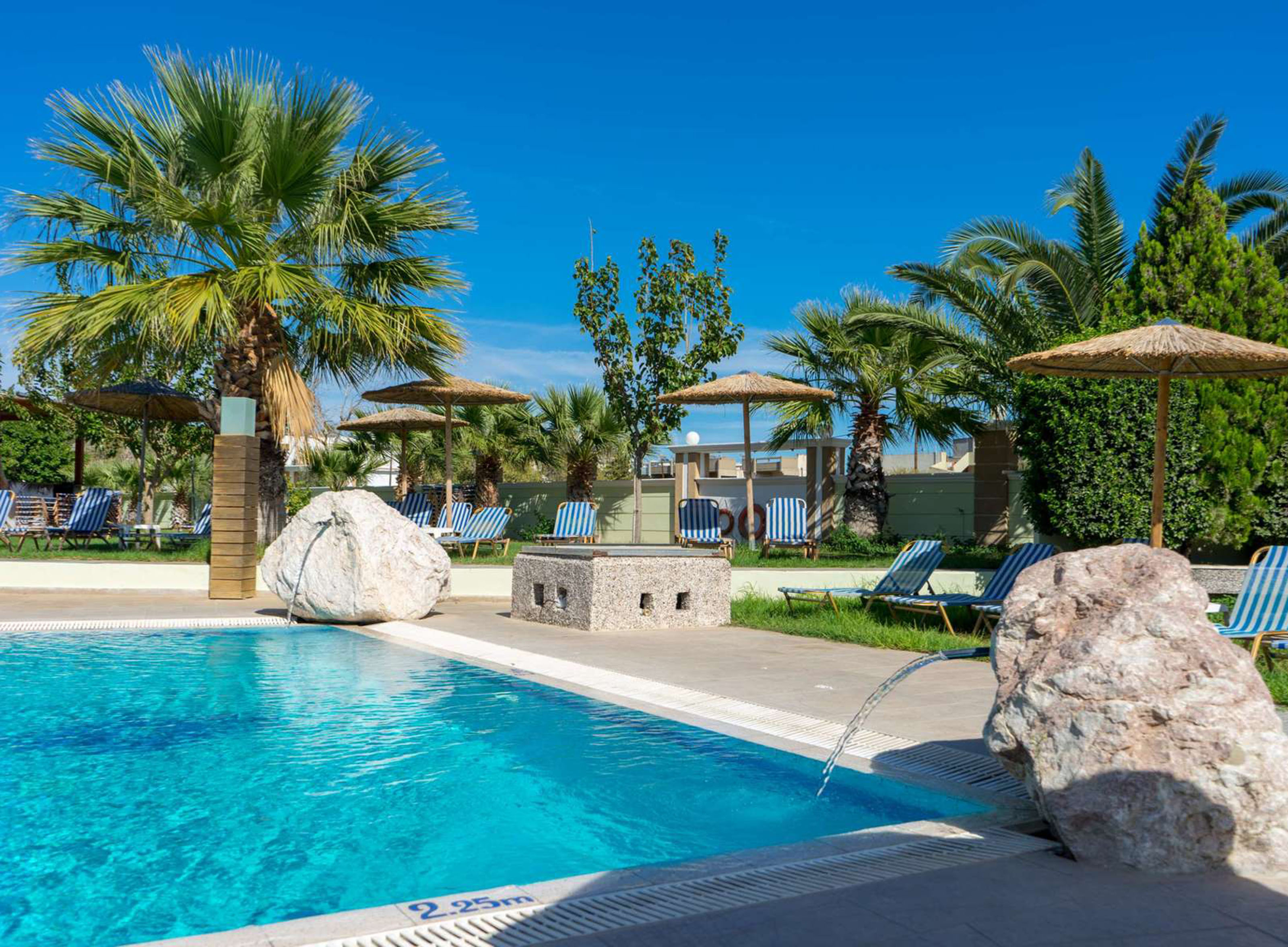 Pool and outside area, Stamos Hotel, Faliraki, Rhodes, Greece
