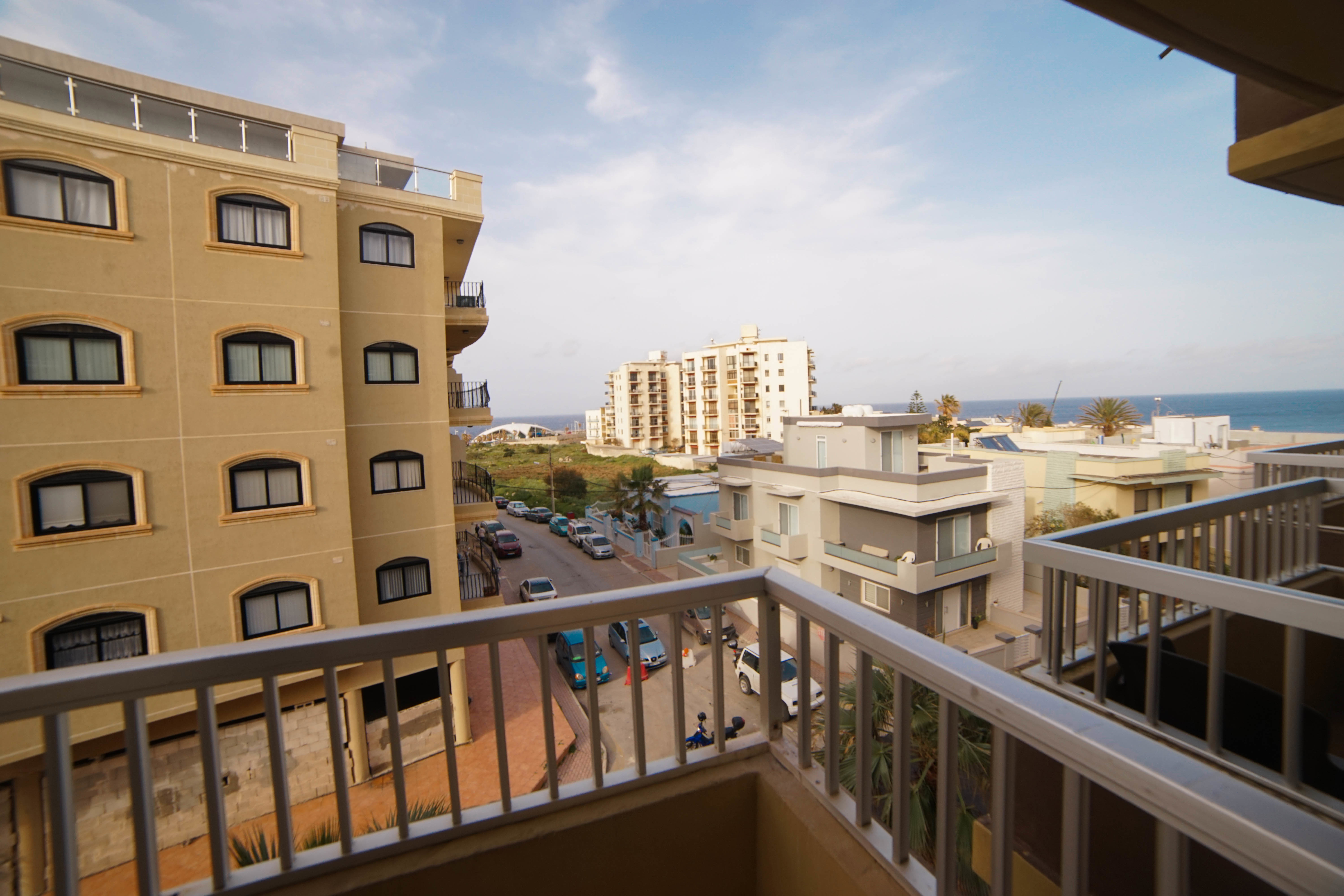 Balcony with sea-views at the Qawra Point Holiday Complex, Malta