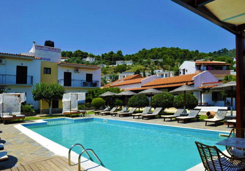 Pool area at the Yalis Apartments, Skiathos