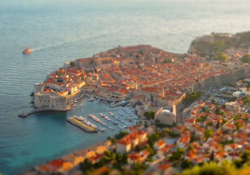 Sightseeing Of Dubrovnik At Sunset. Adriatic Sea And Dubrovnik Old Town Panorama From Mount Srd Viewpoint In Dalmatia, Croatia