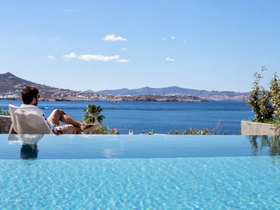 View of Private Pool and Surrounding Area at Paros Agnanti Resort & Spa