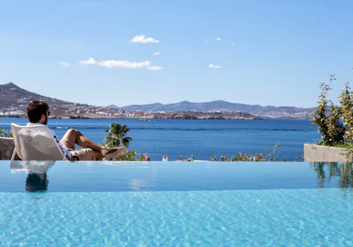 View of Private Pool and Surrounding Area at Paros Agnanti Resort & Spa