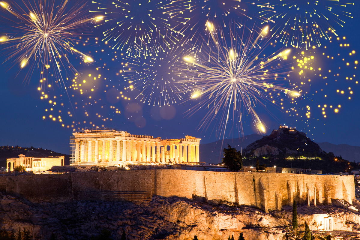 Fireworks in December, Athens Christmas