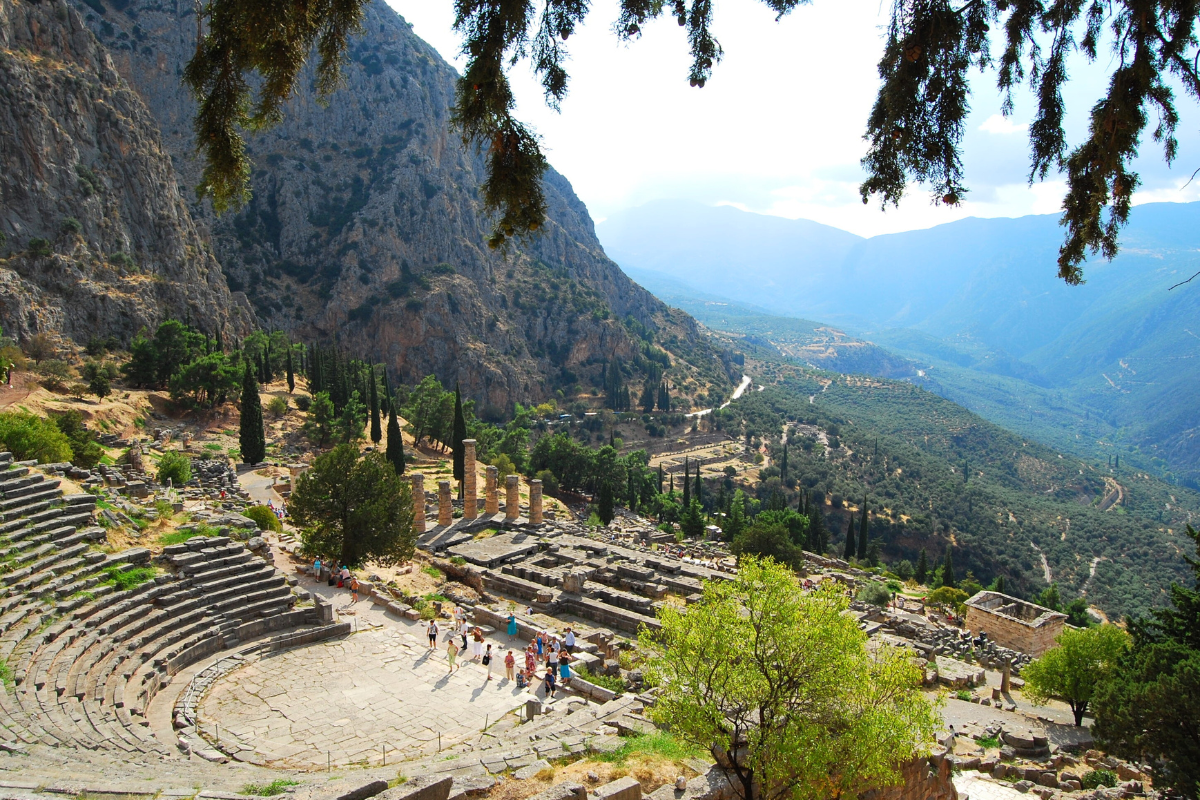 Mount Parnassus in Delphi, Greece in February