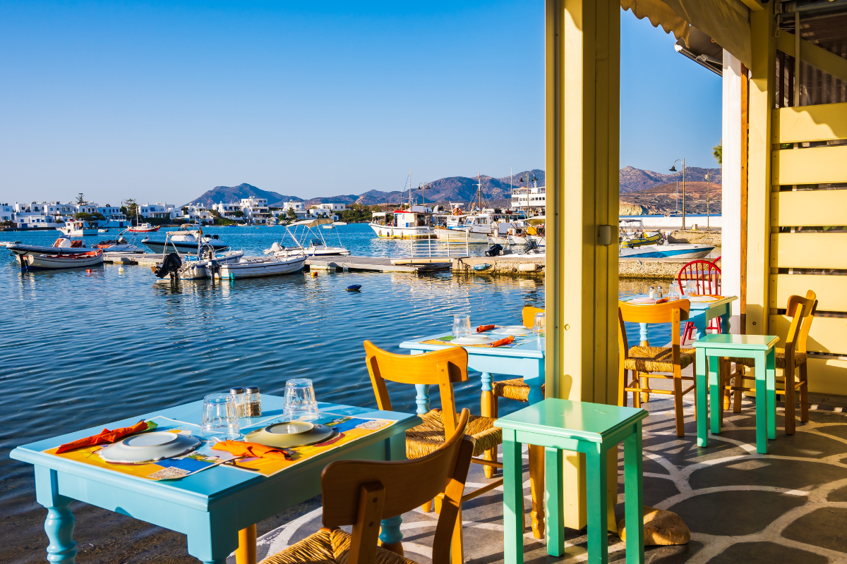 Milos Greece taverna in August