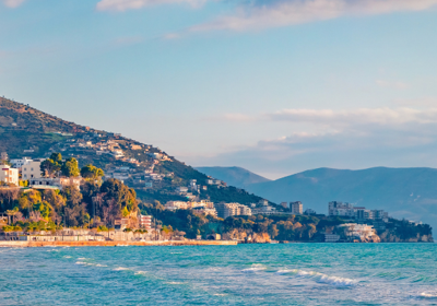 Albanian Coast with Mountains in Background