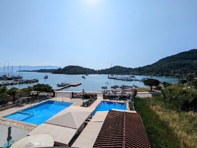 Outdoor pool area at Demetra Studios