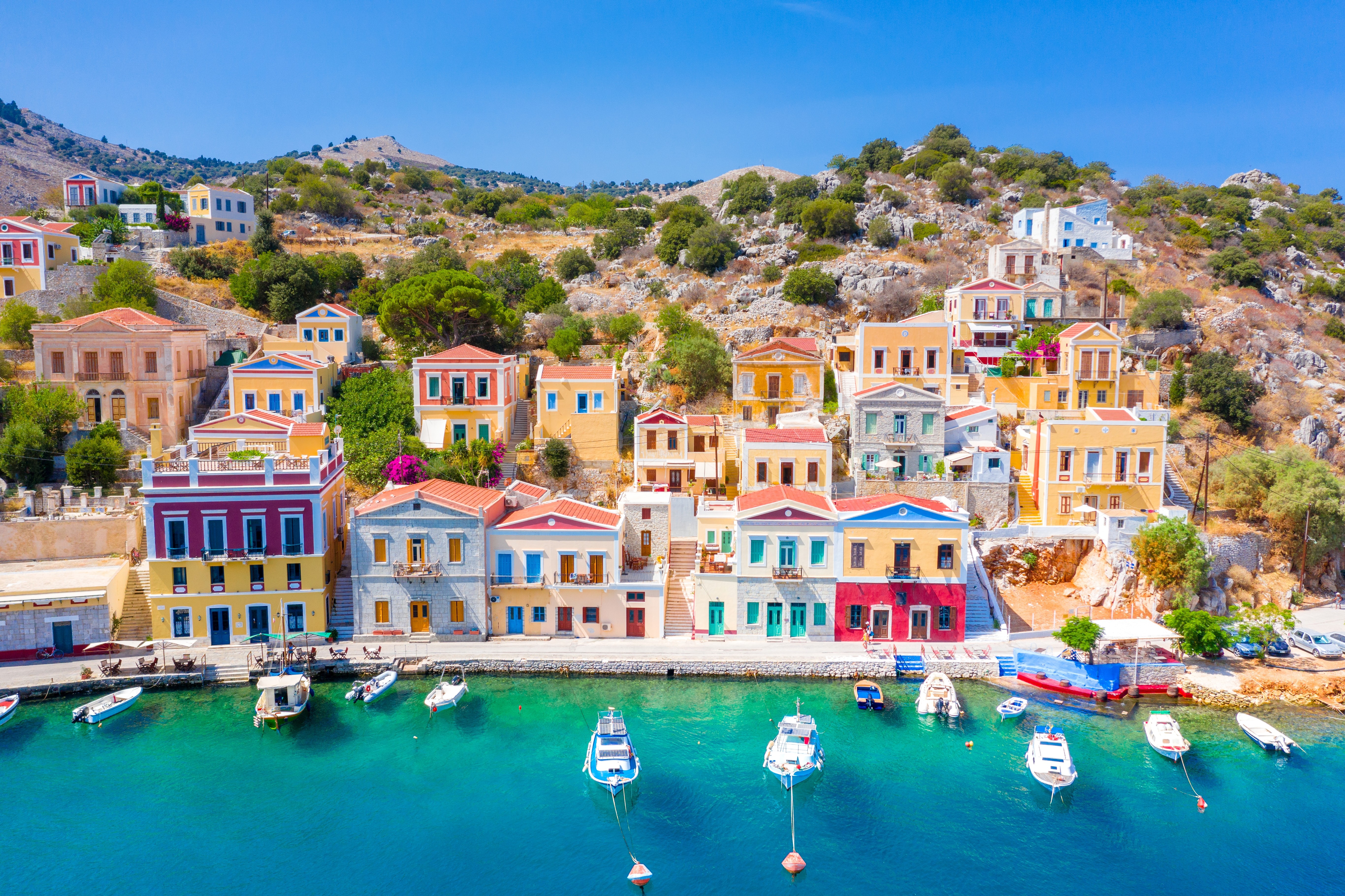 Colourful houses on Symi island, Greece